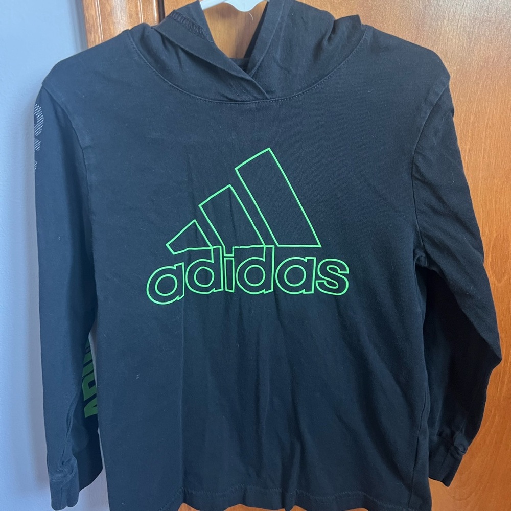 Adidas Kids Black Hoodie with Green Logo
